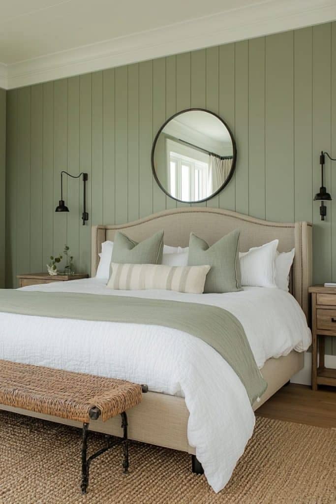 kamar tidur warna sage aesthetic