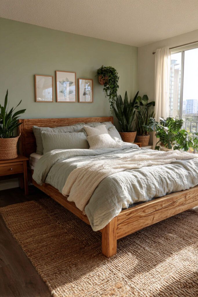 kamar tidur warna sage aesthetic