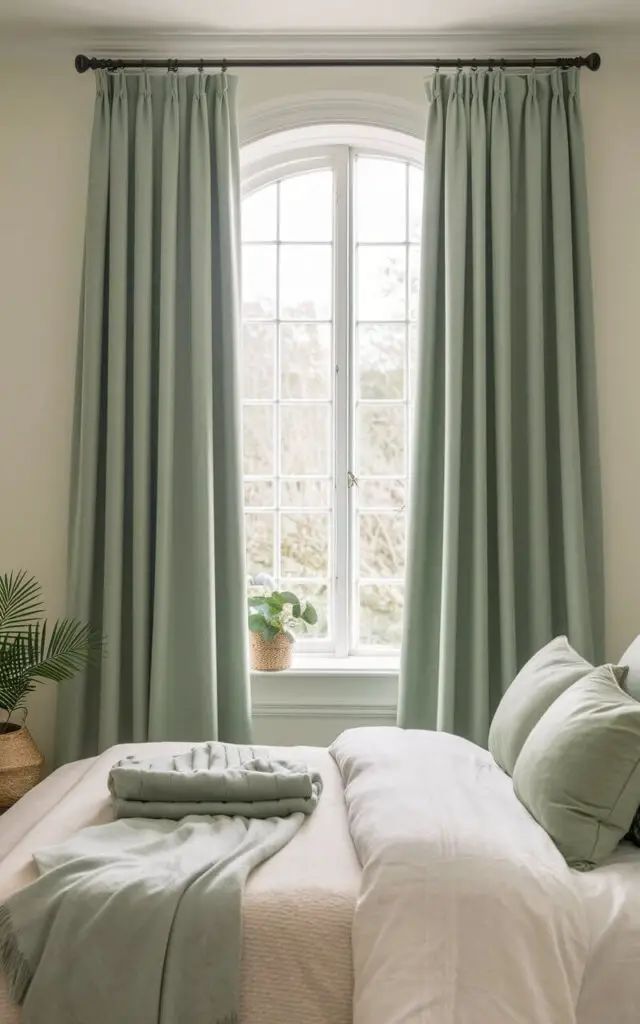kamar tidur warna sage aesthetic