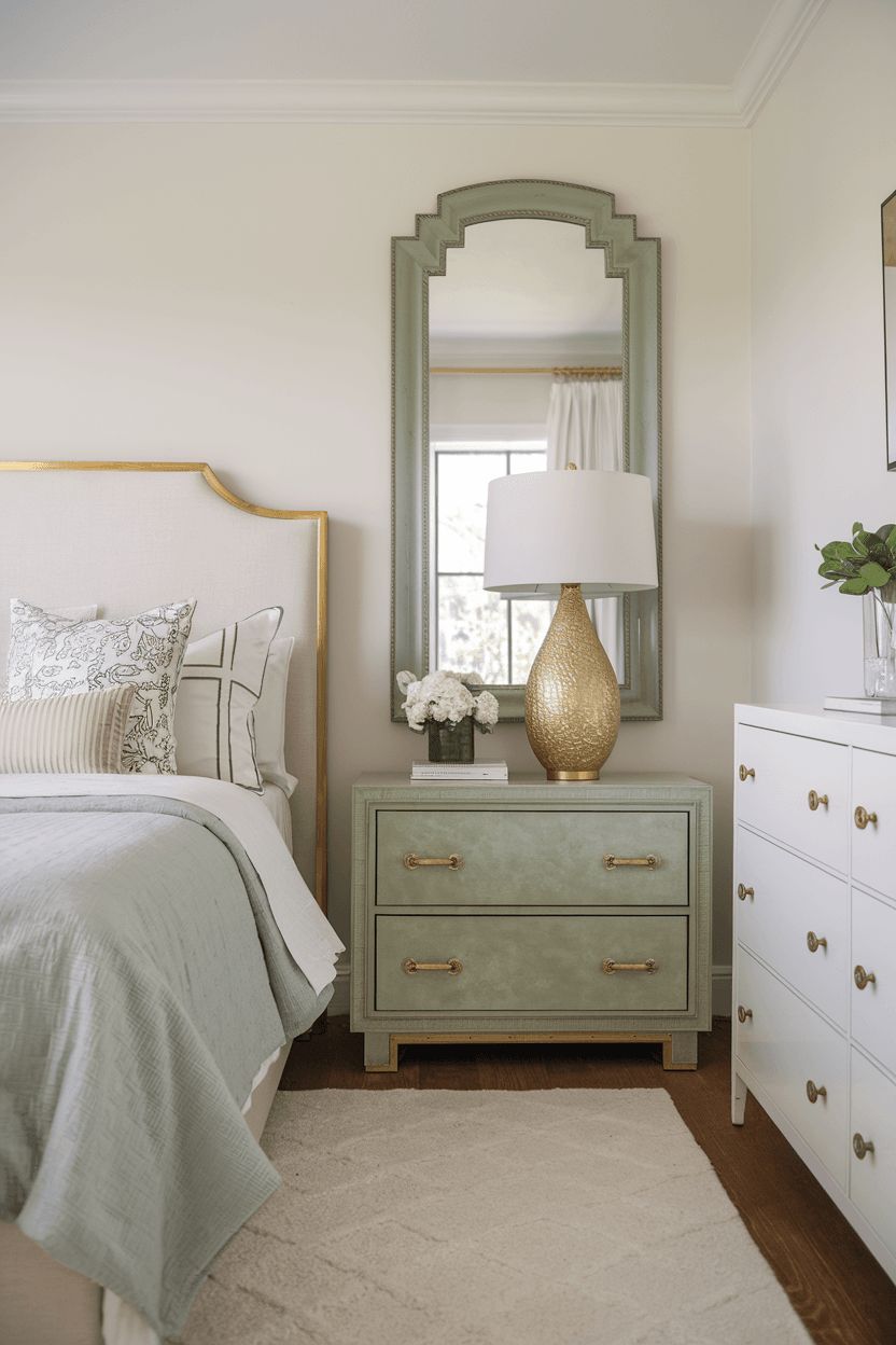 kamar tidur warna sage aesthetic