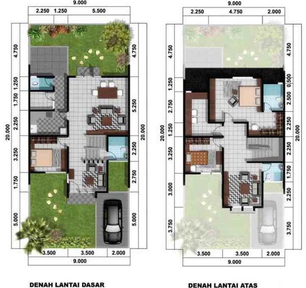 denah rumah type 60 minimalis modern