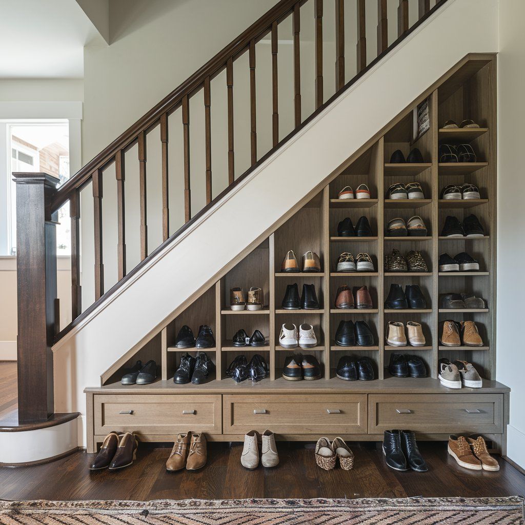 Hemat Tempat! 8 Model Rak Sepatu Bawah Tangga yang Minimalis