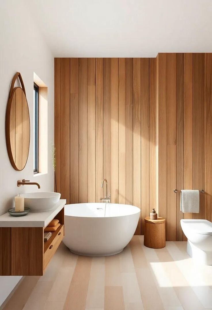 Percantik Kamar Mandi Anda dengan Dekorasi Kayu Natural